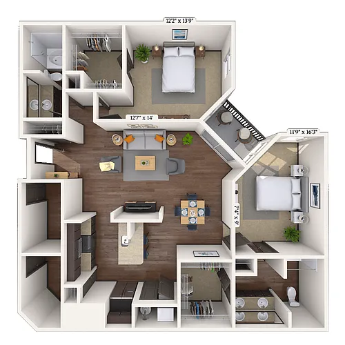 Floor plan Traditional 2x2 1311-1330 SF