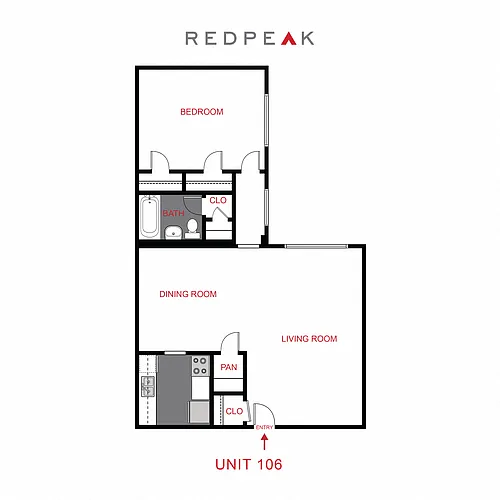 Floor plan 1 Bed 1 Bath