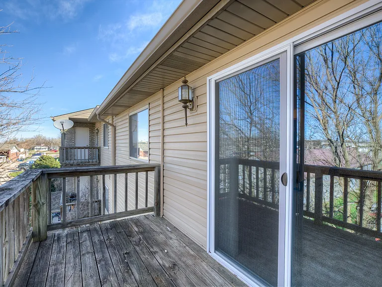 Balcony of a unit at Huntington Apartments.