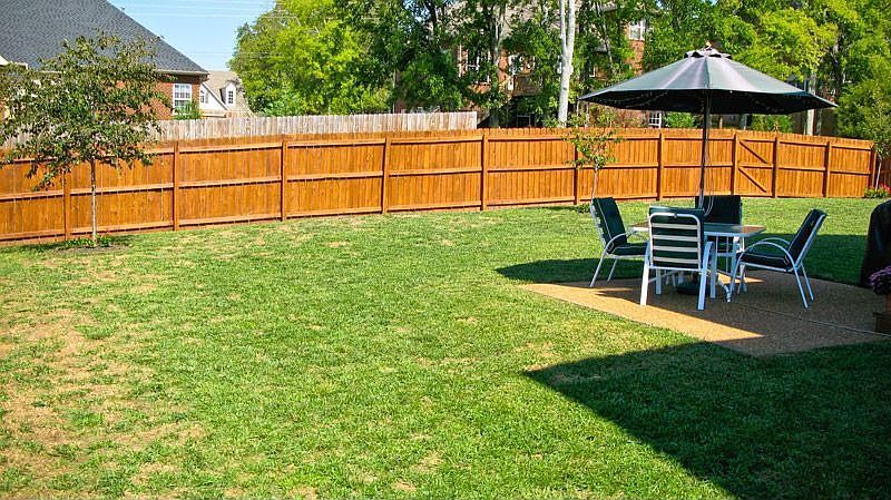 Large private fenced backyard