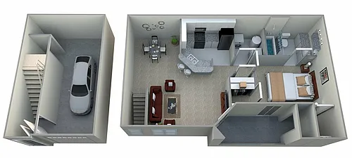 Floor plan Buckland - 1 Bedroom, 1 Bath (752 sqft.)