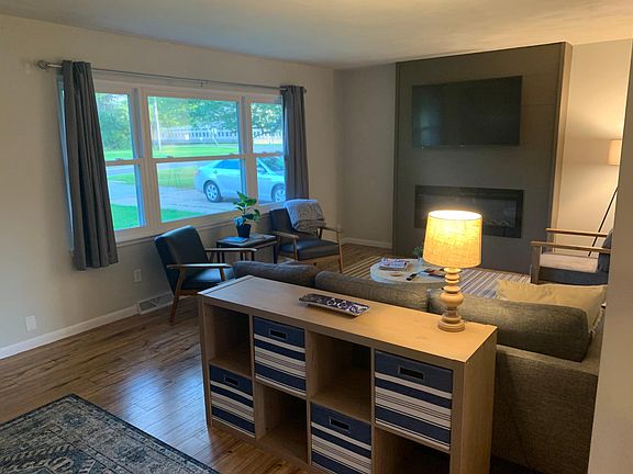 Living room with electric fireplace