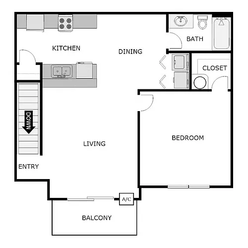 Floor plan 1 Bedroom 1 Bathroom - Attached Garage