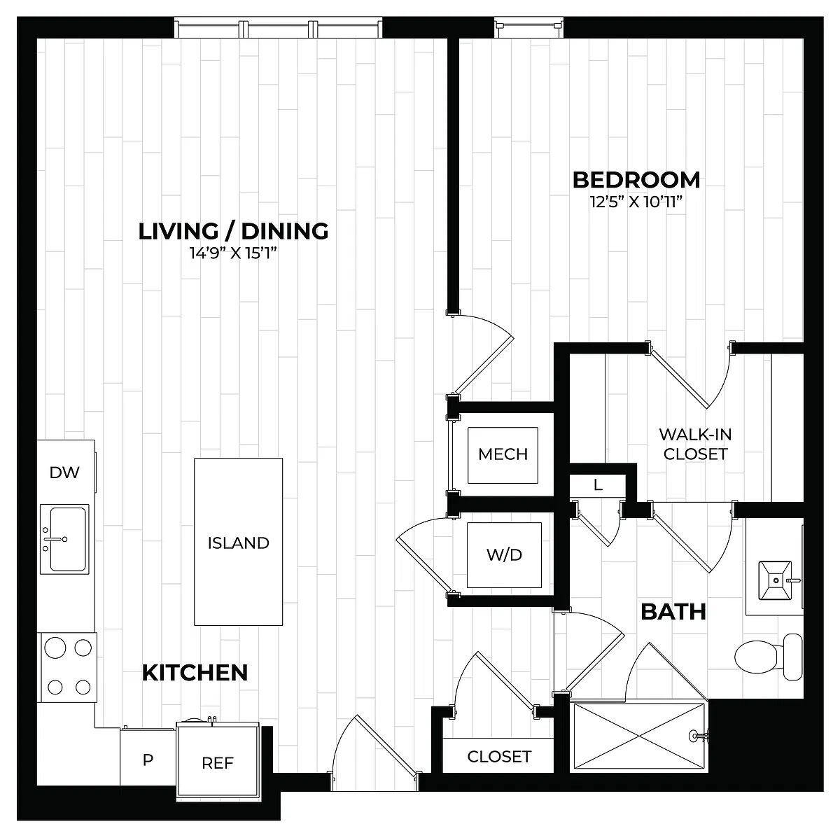 Floor plan 1 Bed/1 Bath-1.6