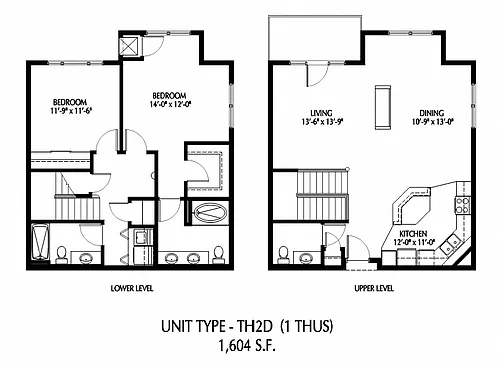 Floor plan Two Bedroom Townhome - D