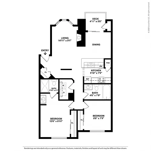 Floor plan 2x2 Large Renovated