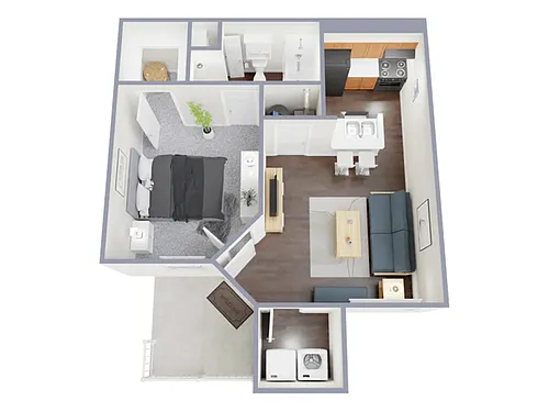 Floor plan 1 Bed, 1 Bath A (80% Income Restricted)