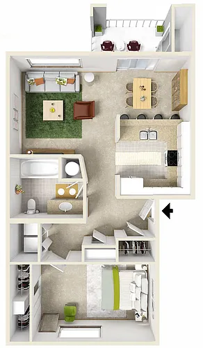Floor plan One Bedroom/One Bath