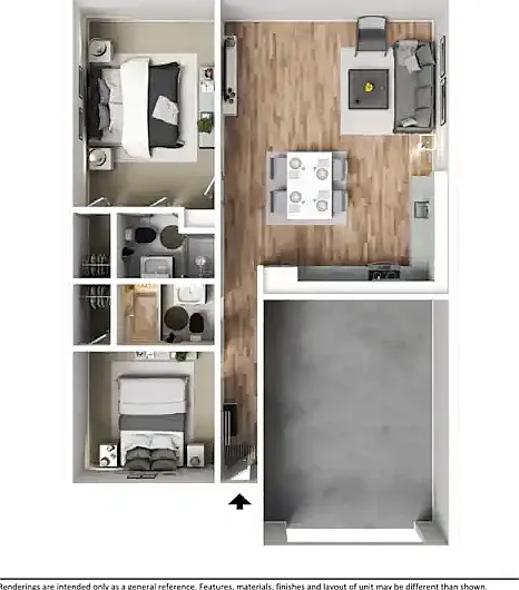 2 BR/2Bath Floor Plann