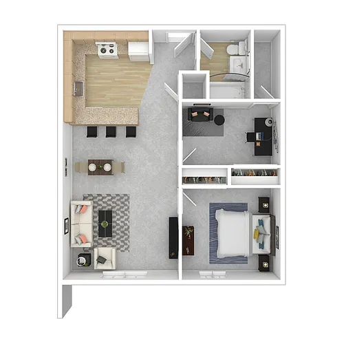 Floor plan 1 Bed 1 Bath Den