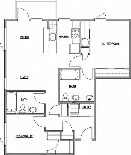 Floor plan 2 Bed 2 Bath D