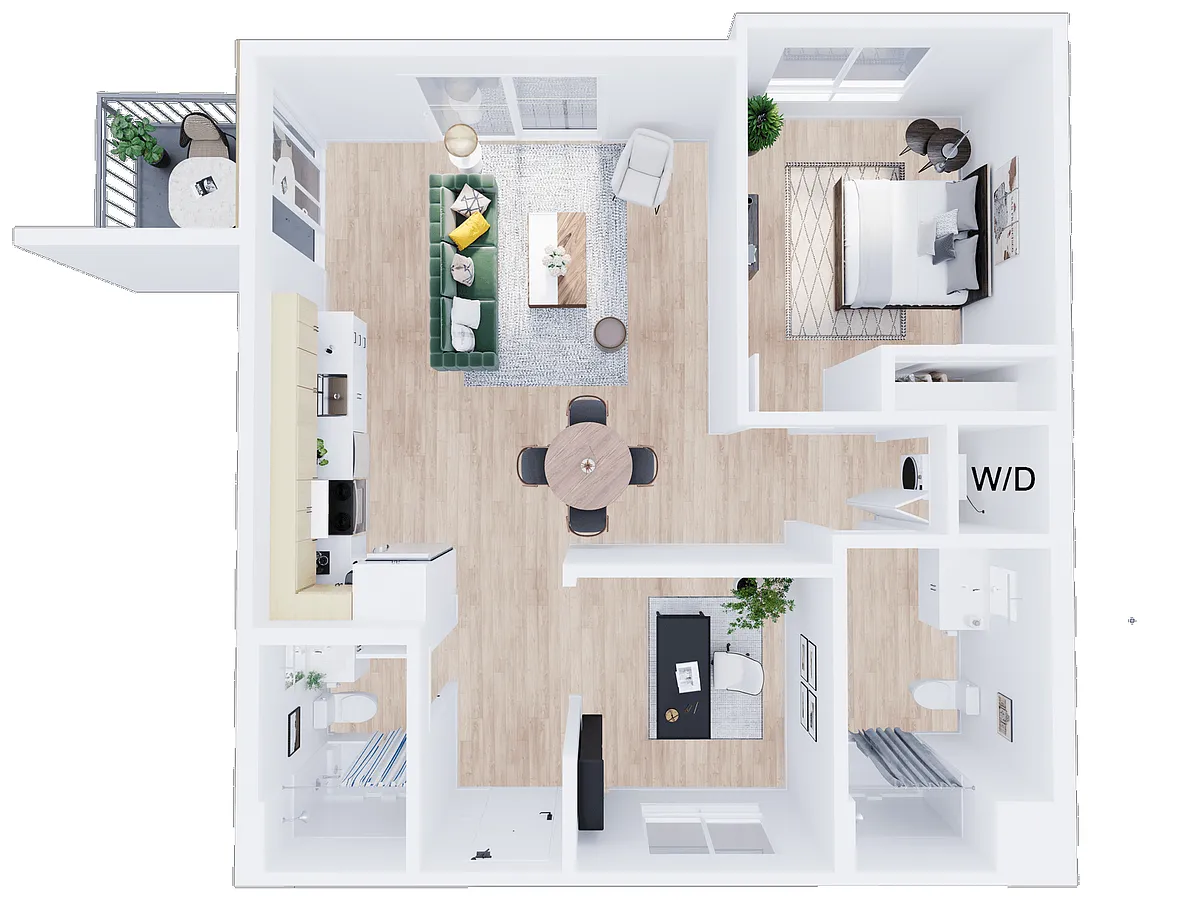 Floor plan Plan B - 1 Bedroom Plus Flex Space, 2 Bath