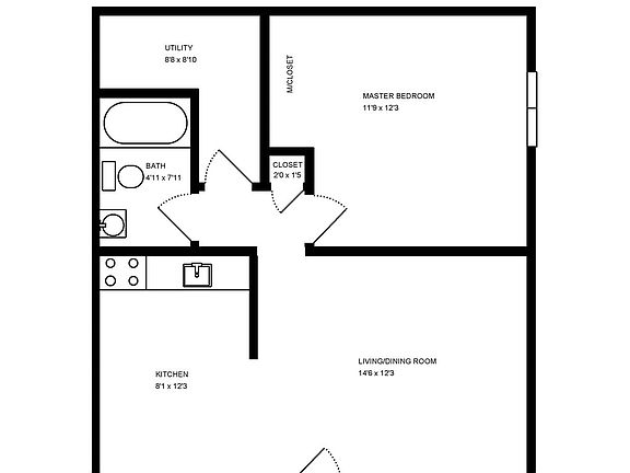 Glendale Manor 1bdrm Floor Plan