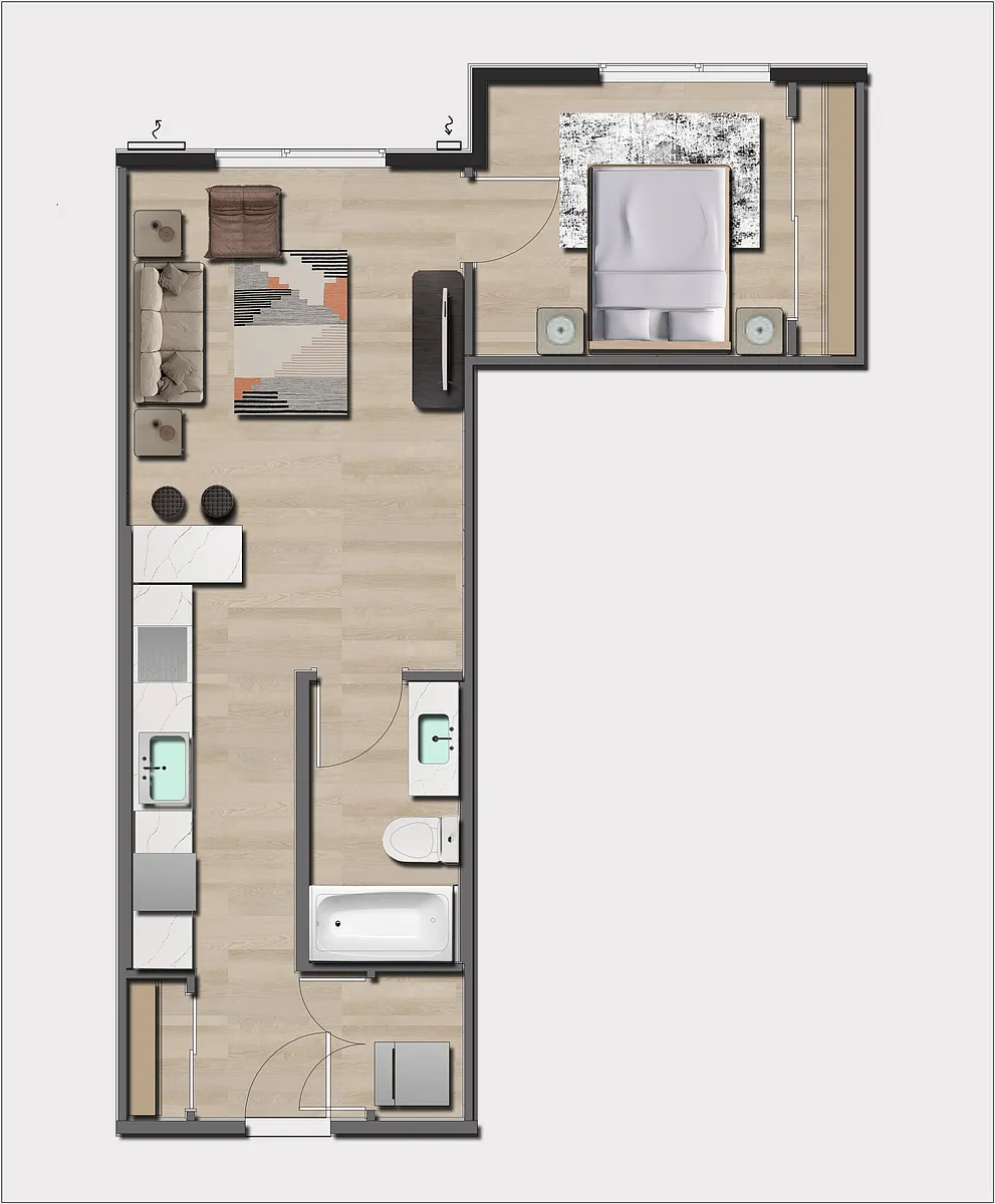 Floor plan 1 Bedroom, 1 Bath A4