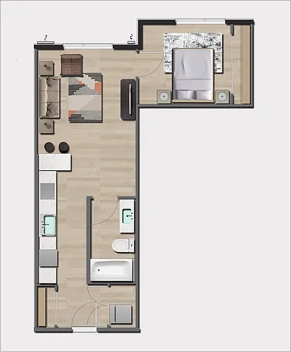 Floor plan 1 Bedroom, 1 Bath A4 MFTE