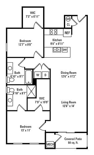 Floor plan 2B/2B C
