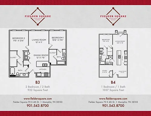 Floor plan B4 One Bedroom w/ Study