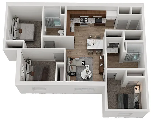 Floor plan Three Bedroom - 80% AMI