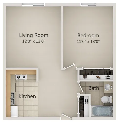 Floor plan 1 bedroom