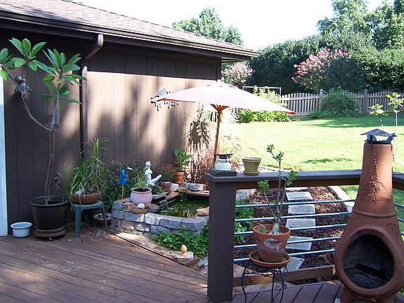 Koi pond off deck