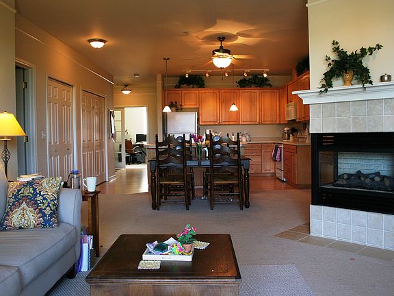 living area into kitchen