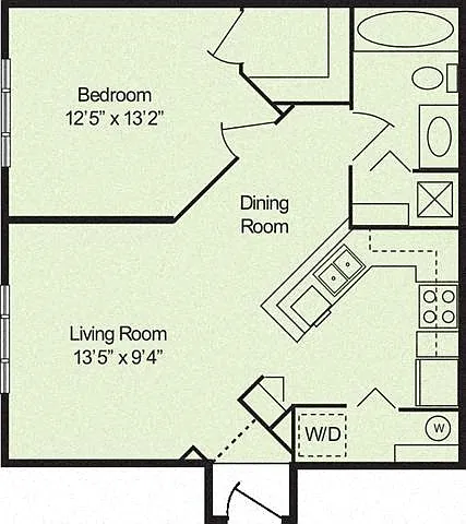 Floor plan One Bedroom One Bathroom 60%
