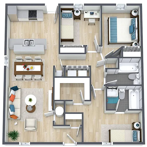 Floor plan 3BR - 2BTH