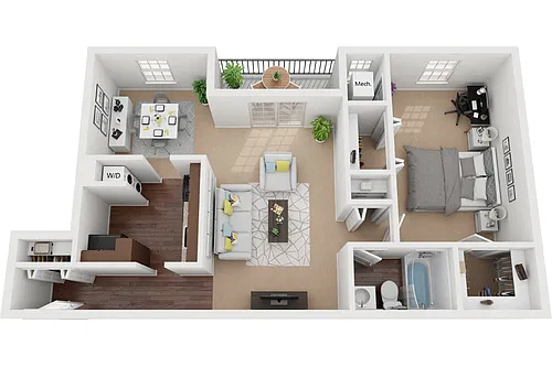 Floor plan Ashburton 1 Bedroom 1 Bath Renovated