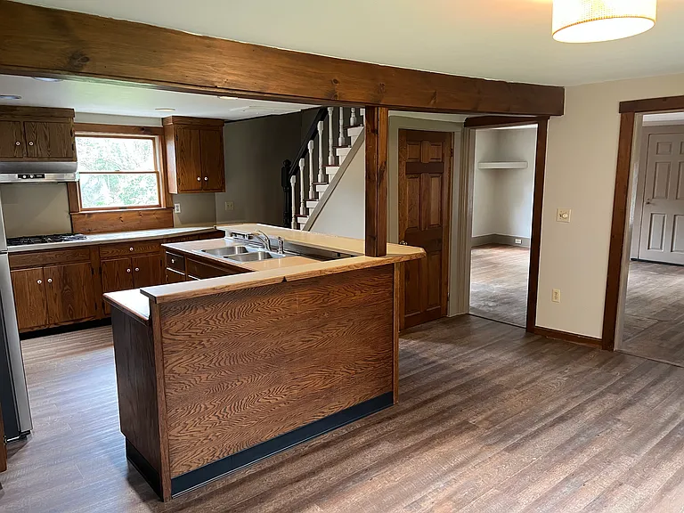 View from kitchen into living room
