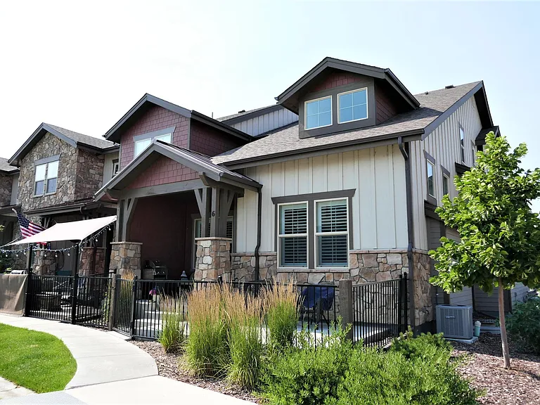 End Unit - Front View with Fenced Courtyard - Sunny South Facing