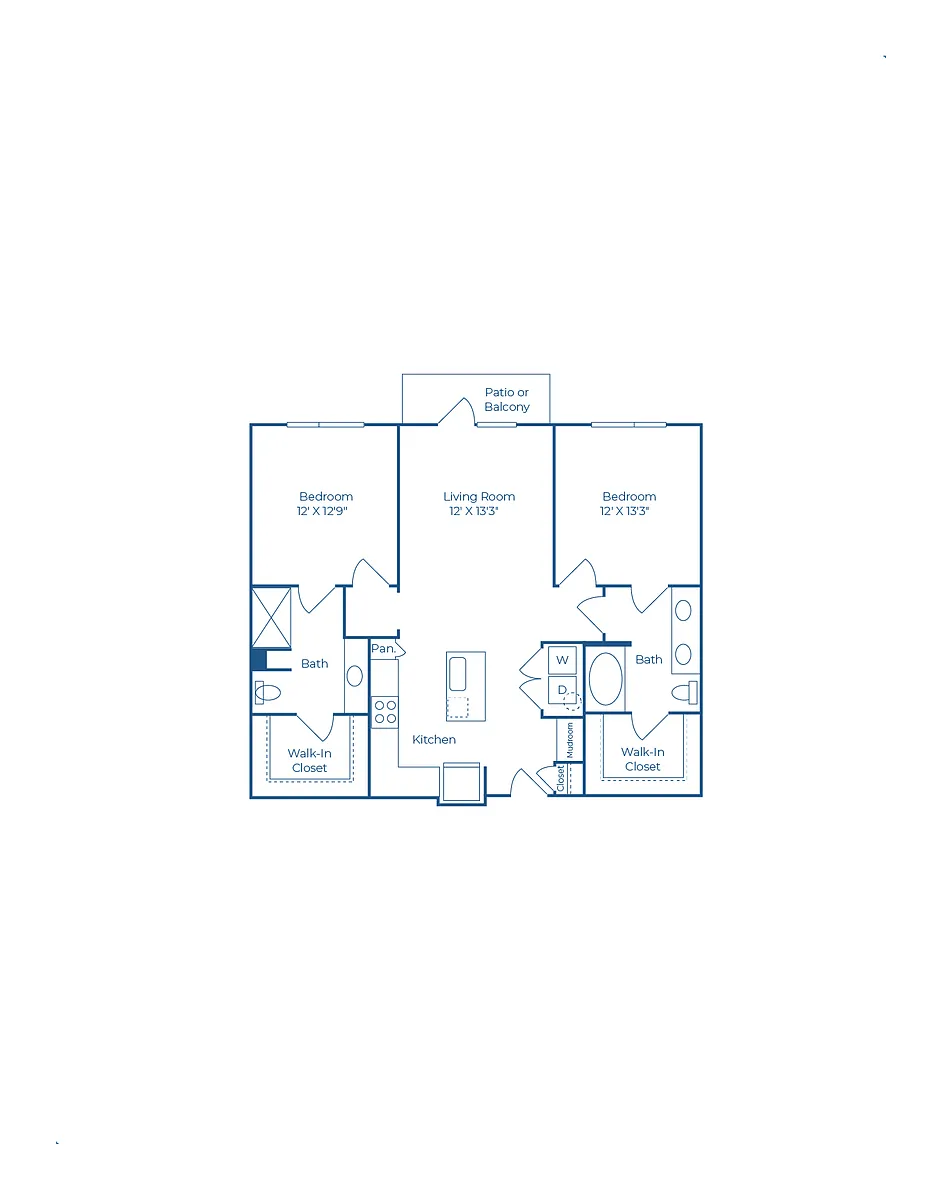 Floor plan B1 | 2 Bed | 2 Bath
