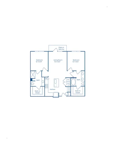 Floor plan B1 | 2 Bed | 2 Bath