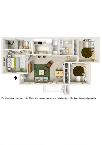 Floor plan 3 Bed, 2 Bath
