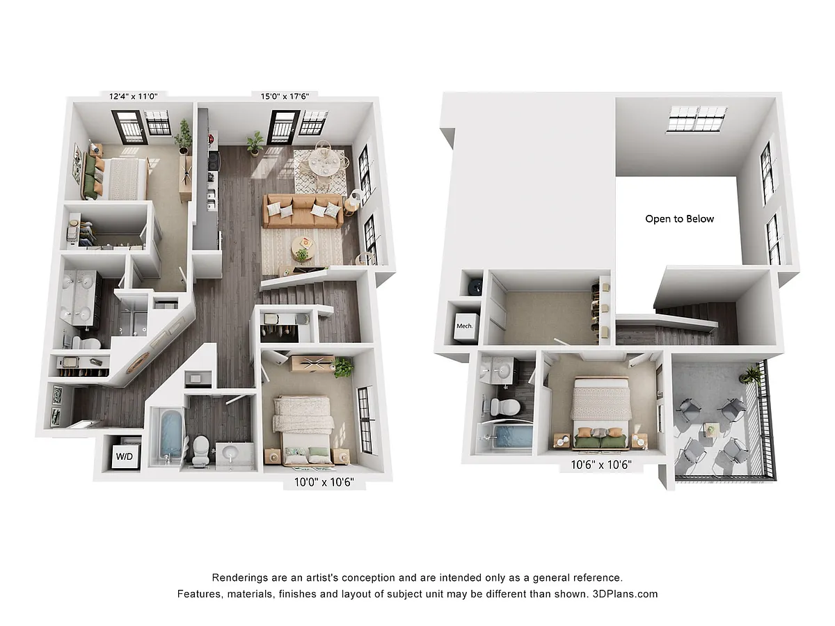 Floor plan 3-Bedroom 3-Bath w/ Loft | 1,396 sqft