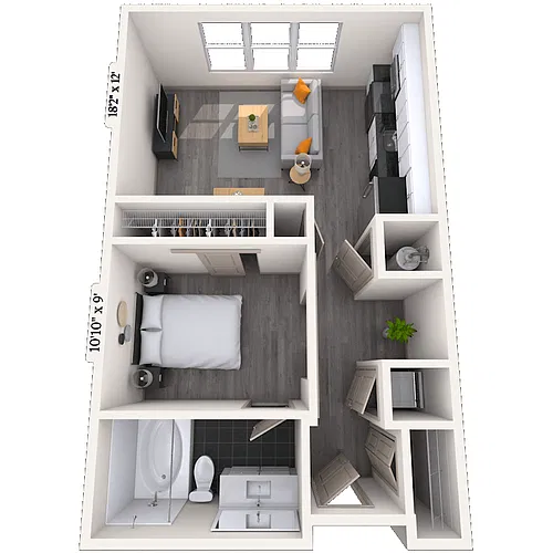 Floor plan Studio 0x1 581-595 SF