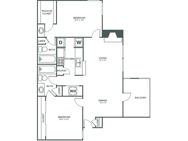 Floor plan Dogwood (1237 SF)