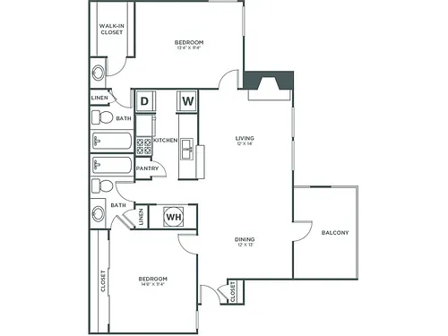 Floor plan Dogwood (1237 SF)