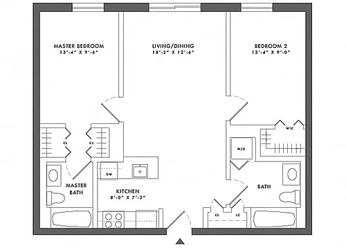 Floor plan 2 Bed/2 Bath