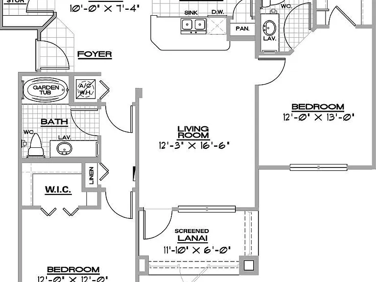 Trinity Club Apartments - Duetto-Lanai - 2 Beds - 2 Baths - 1131 Sq. ft.
