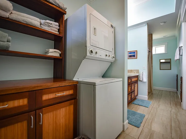 washer dryer conviently located in dressing area