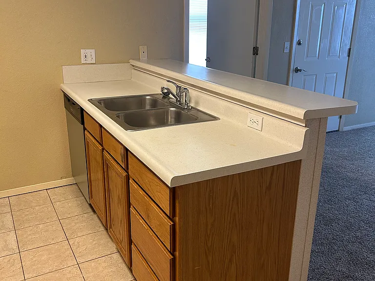 Kitchen cabinets, drawers, and sink