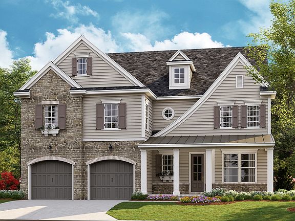 Tiburon A - American Cottage 3-Car Tandem Front Load Garage Note Renderings may show optional f