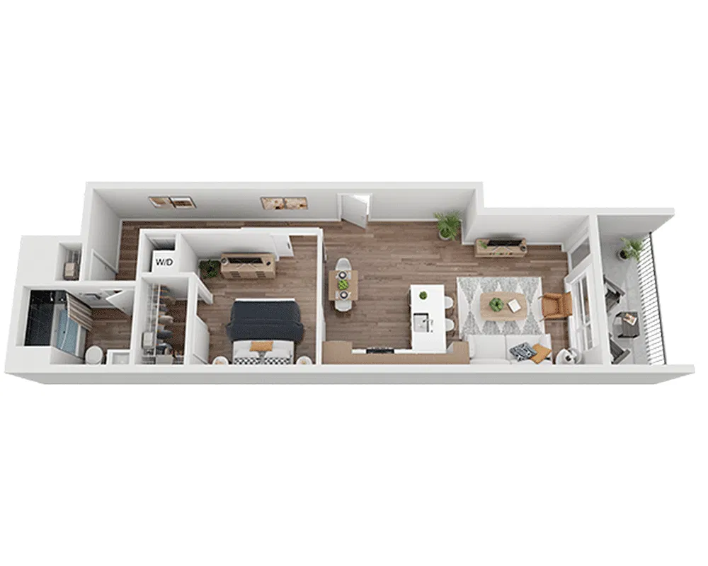 Floor plan One Bedroom A1B