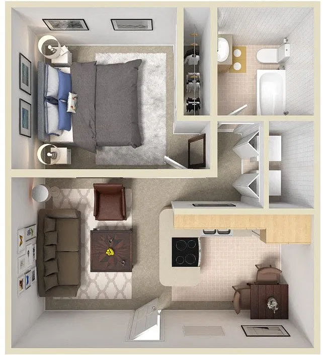 Floor plan 1 Bed 1 Bath