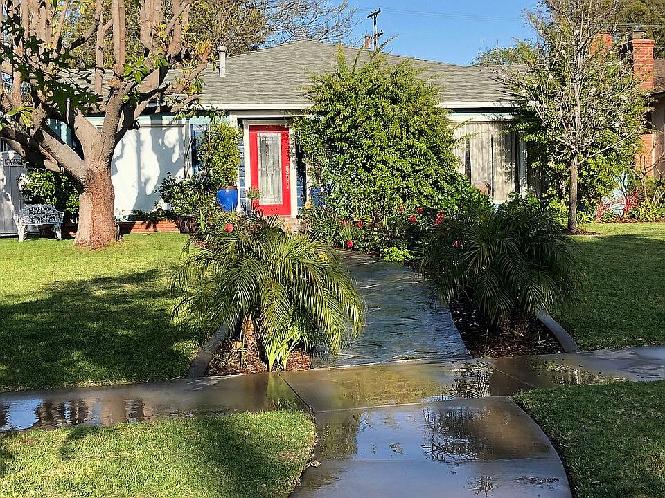 Roses line slate walkway