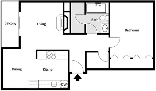 Floor plan 1 Bed 1 Bath