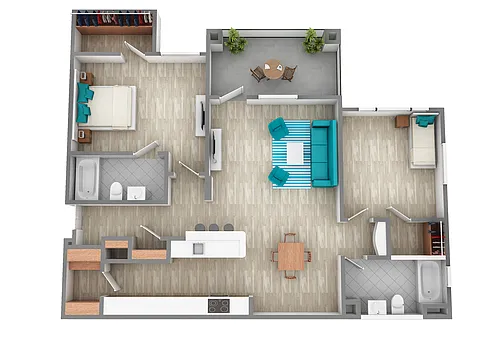 Floor plan B2 The Oak - Two Bedroom, Two Bathroom