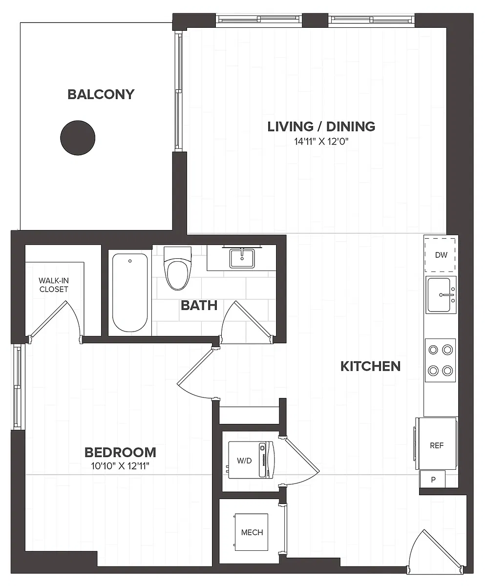 Floor plan 1 Bed/1 Bath-A10
