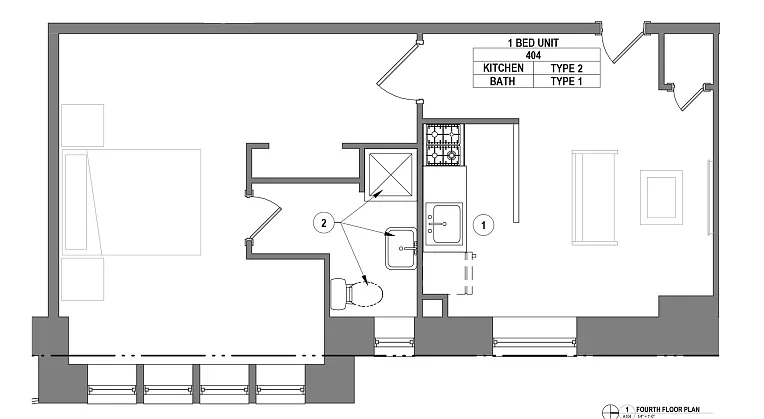 Floor plan 1 Bed / 1 Bath