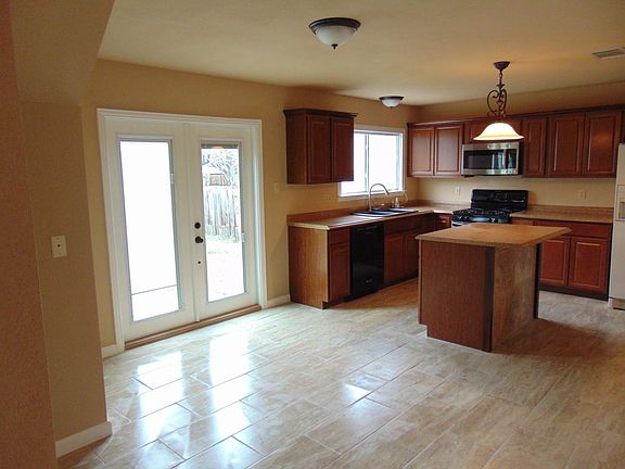 Kitchen and french doors to patio